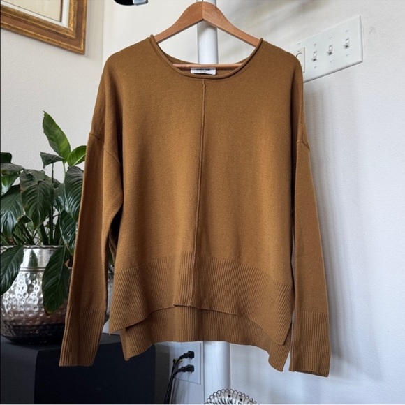 Buckle Sweaters - NWT Double Zero Mustard Oversized Slouchy Lightweight Pullover Sweater Sz L